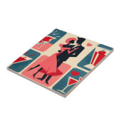 Mid Century Modern Valentijn Dancing Paar Tegeltje (Zijkant)
