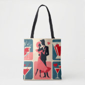 Mid Century Modern Valentijn Dancing Paar Tote Bag (Voorkant)