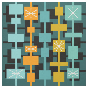 Mid Century Modern veelkleurig Blauwgroen Stof