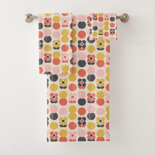 Mid-century modern ventilatorpatroon bad handdoek (Insitu)