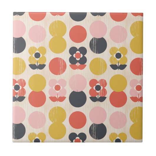 Mid-century modern ventilatorpatroon tegeltje (Voorkant)