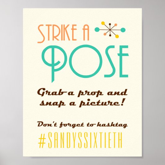 Mid Century Modern Verjaardag Thema Photobooth Bor Poster (Voorkant)