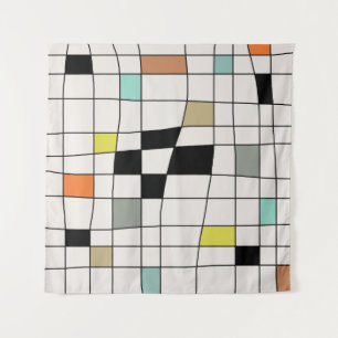 Mid Century Modern Vervormde Tegels Wandkleed