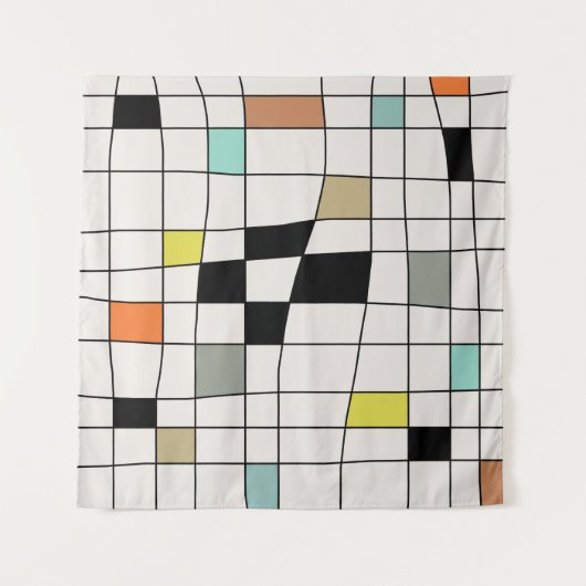 Mid Century Modern Vervormde Tegels Wandkleed (Voorkant)