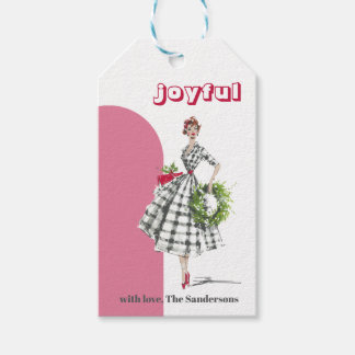 Mid Century Modern Vintage Lady Gift Tag Cadeaulabel