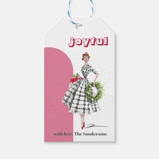 Mid Century Modern Vintage Lady Gift Tag Cadeaulabel (Voorkant)