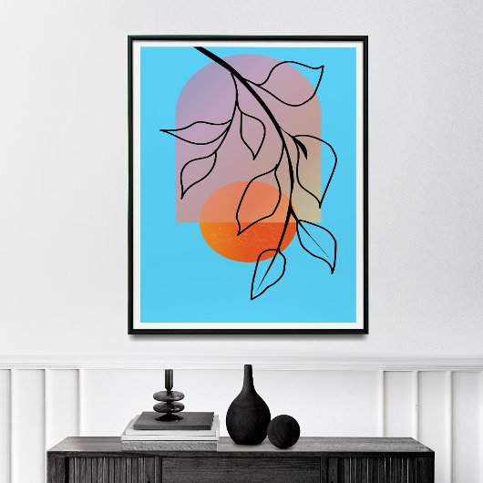 Mid Century Modern Wall Art, Abstract landscape, Poster