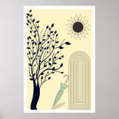 Mid Century Modern Wall Art, Green Umbrella Poster (Voorkant)