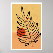 Mid Century Modern Wall Art, Sunset Leaf Print (Voorkant)
