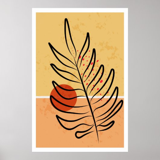 Mid Century Modern Wall Art, Sunset Leaf Print (Voorkant)