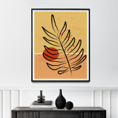 Mid Century Modern Wall Art, Sunset Leaf Print