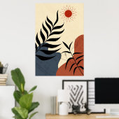 Mid Century Modern Wall Sun Deco Poster (Thuiskantoor)