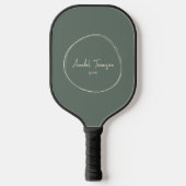 Mid-Century Modern Warm Grijs | Script Naam Pickleball Paddle (Voorkant)