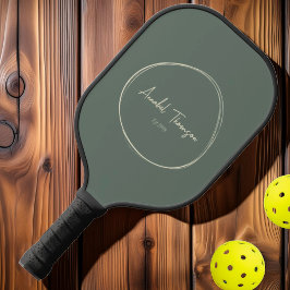 Mid-Century Modern Warm Grijs | Script Naam Pickleball Paddle