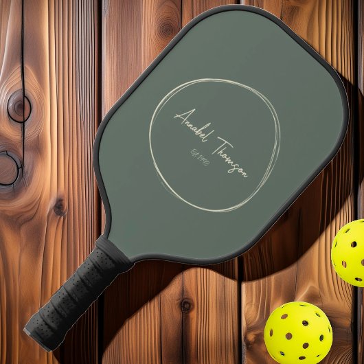 Mid-Century Modern Warm Grijs | Script Naam Pickleball Paddle