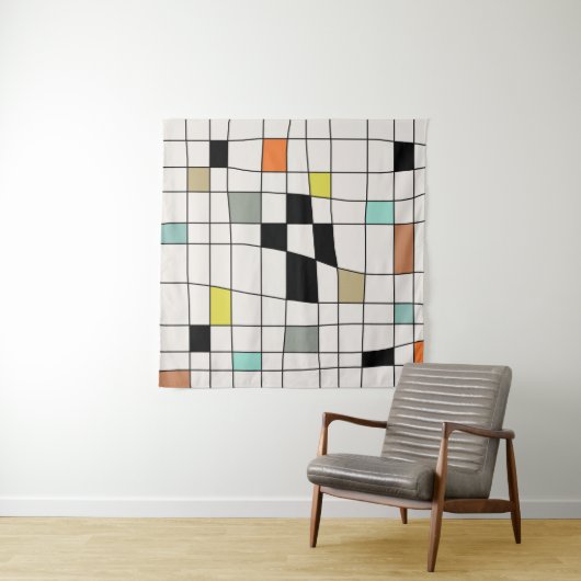 Mid Century Modern Warped Tegels Wandkleed (In Situ (horizontaal))