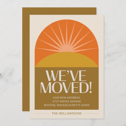 Mid Century Modern We hebben Sunburst-adres verpla Aankondiging (Voorkant / Achterkant)