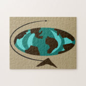 Mid Century Modern Wereldbol Art Jigzaag Puzzle Legpuzzel (Horizontaal)