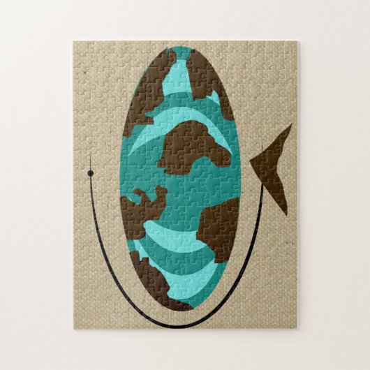Mid Century Modern Wereldbol Art Jigzaag Puzzle Legpuzzel (Verticaal)