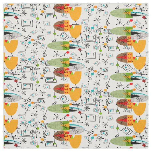 Mid-Century Modern Whimsical Fabric 5 Stof (Swatch)