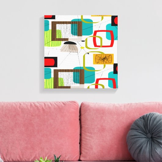 Mid Century Modern Wrapped Canvas Abstract #16 (Insitu (Woonkamer))