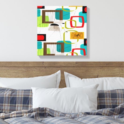 Mid Century Modern Wrapped Canvas Abstract #16 (Insitu (Slaapkamer))