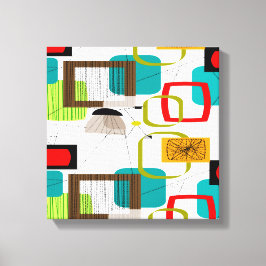 Mid Century Modern Wrapped Canvas Abstract #16 Afdruk