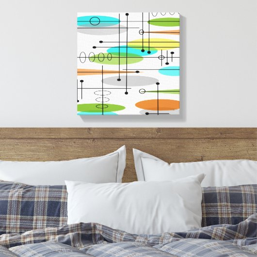 Mid Century Modern Wrapped Canvas Abstract #19 (Insitu (Slaapkamer))