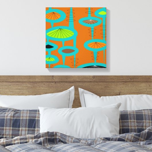 Mid Century Modern Wrapped Canvas Abstract #31 (Insitu (Slaapkamer))