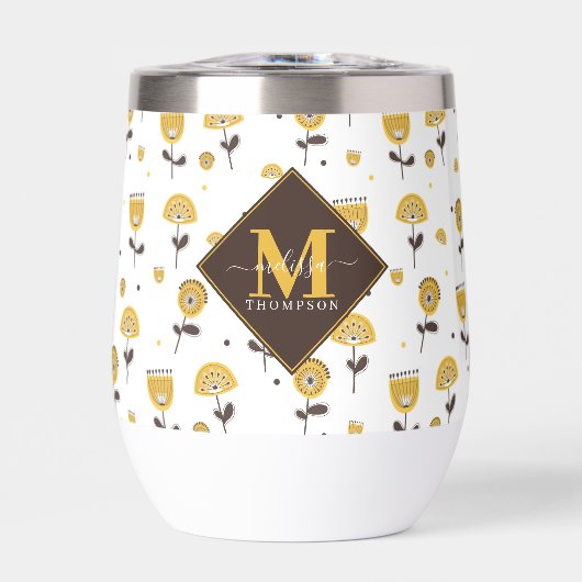 Mid Century Modern Yellow Floral Custom Name (Voorkant)