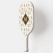 Mid Century Modern Yellow Floral Custom Name Pickleball Paddle (Links)
