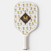 Mid Century Modern Yellow Floral Custom Name Pickleball Paddle (Achterkant)