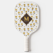 Mid Century Modern Yellow Floral Custom Name Pickleball Paddle (Voorkant)