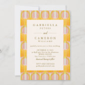 Mid Century Modern Yellow Geometric Chic Weddensch Kaart (Voorkant)