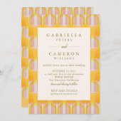 Mid Century Modern Yellow Geometric Chic Weddensch Kaart (Voorkant / Achterkant)