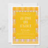 Mid Century Modern Yellow Geometric Lines Weddensc Kaart (Voorkant)