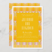 Mid Century Modern Yellow Geometric Lines Weddensc Kaart (Voorkant / Achterkant)