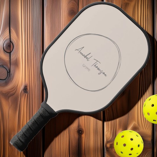 Mid-Century Modern Zandkasteel Roze | Scriptnaam Pickleball Paddle