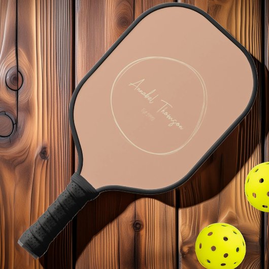 Mid-Century Modern Zoete Perzik | Scriptnaam Pickleball Paddle