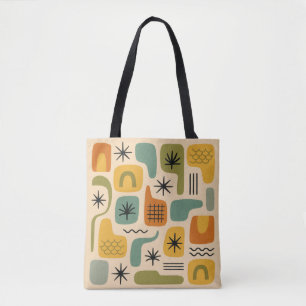 Mid Century Modern Zomer Starburst Magisch Patroon Tote Bag