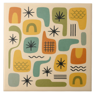 Mid Century Modern Zomer Starburst Patroon Tegeltje