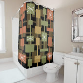 Mid Century Modern zwart veelkleurig Douchegordijn (In situ)