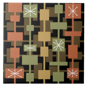 Mid Century Modern zwart veelkleurig Tegeltje