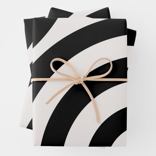 Mid Century Moderne Abstracte Arches zwart-wit Inpakpapier Vel (In situ)