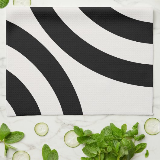 Mid Century Moderne Abstracte Arches zwart-wit Theedoek (Gevouwen)