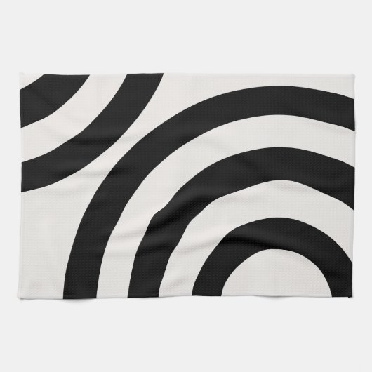 Mid Century Moderne Abstracte Arches zwart-wit Theedoek (Horizontaal)