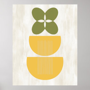 Mid Century Moderne Abstracte botanische Geel Groe Poster