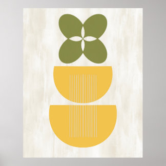 Mid Century Moderne Abstracte botanische Geel Groe Poster