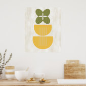 Mid Century Moderne Abstracte botanische Geel Groe Poster (Keuken)