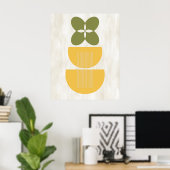 Mid Century Moderne Abstracte botanische Geel Groe Poster (Thuiskantoor)